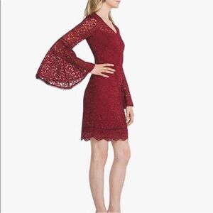 ❤️NWT $200 WHBM Petite Boho Bell-Sleeve Lace Shift Dress 4P